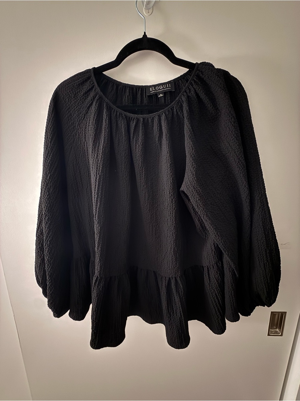 Eloquii Black Textured Peplum